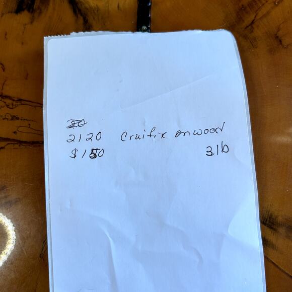 Crucifix on wood  Hand made in the USA 15.5" x 10" cross on raw wood edge slab - Picture 8 of 8